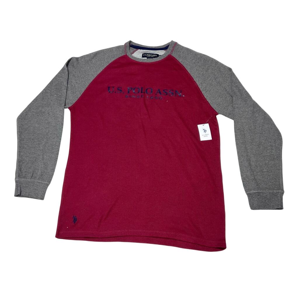 U.S. Polo Association USPA Long Sleeve Tee Shirt 2XL Red Gray New With Tags